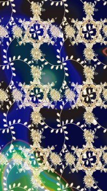 Çiçek deseni. Renkli Bahar Temalı Kusursuz Arkaplan. Düz Çiçek Elementleri Tasarımı. Raster illüstrasyonu. Kusursuz Chichi kumaş deseni..