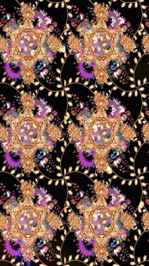 Çiçek deseni duvar kağıdı, desen dolguları ve web sayfası arka planı için kullanılabilir. Süslü, dikişsiz, soyut çiçeklerle süslenmiş. Şekillendirilmiş çiçeklerle kusursuz desen.