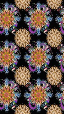 Çiçek deseni duvar kağıdı, desen dolguları ve web sayfası arka planı için kullanılabilir. Süslü, dikişsiz, soyut çiçeklerle süslenmiş. Şekillendirilmiş çiçeklerle kusursuz desen.