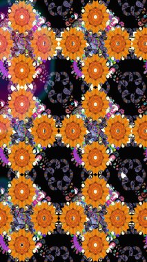 Etnik Mandala havlusu. Sınır Kızılderili çiçekli paisley patten. Raster Henna tarzı. Tebrik kartı geçmişi, boyama kitabı, arkaplan ve tekstil için kullanılabilir. Kusursuz süs izi..