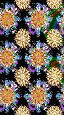 Sınır Kızılderili çiçekli paisley patten. Kusursuz süs izi. Etnik Mandala havlusu. Tebrik kartı geçmişi, boyama kitabı, arkaplan ve tekstil için kullanılabilir. Raster Henna tarzı.