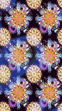 Doodle tarzı. Renkli siyah ve mavi pürüzsüz desen. El çizimi dikişsiz sonbahar çiçekleri deseni. Siyah ve mavi renkte çiçekler. Tekstil ve kapak tasarımı için mükemmel.