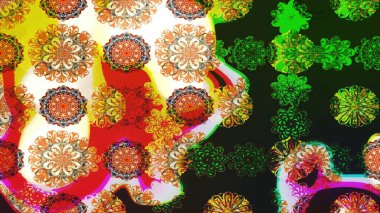 Çiçek grisi ve yeşil pürüzsüz desen. Raster Yumuşak kumaş deseni. Klasik taslak çizimi. Raster çiçek izi..