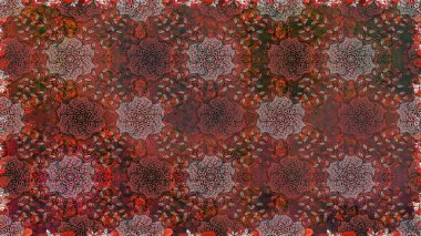 Raster suluboya çiçek deseni, narin çiçekler, kahverengi çiçekler, tebrik kartı şablonu. Güzel kumaş deseni.