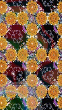 Egzotik çiçekler, kahverengi ve sarı renkler üzerine botanik, parlak klasik doğa. Klasik tropikal doğal elementlerin suluboya seti. Raster illüstrasyonu.