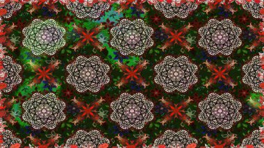 Renkli Bahar Temalı Kusursuz Arkaplan. Raster. Düz Çiçek Elementleri Tasarımı.