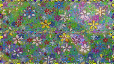 Yeşil renkli çiçekler. Çiçeksiz desenli arka plan. Tişört baskısı için çiçek boyama rasteriName.