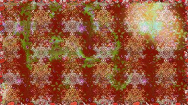 Raster illüstrasyonu. Kusursuz dekoratif arka plan, çiçek mandala. Kahverengi renklerde. Çiçek..