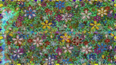 Çiçekli el, pürüzsüz desen çizmiş. Modern gelişim yeşil raster arka plan duvar kâğıdı illüstrasyon klasik çizgili iz sürme desenli çiçekler, çiçekli süsler.