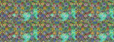 Yeşil renklerde. Güzel kumaş deseni. Raster illüstrasyonunda kusursuz çiçek deseni. Raster illüstrasyonu.