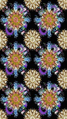 Raster Hip kumaş deseni. Kusursuz Vintage Çiçek Deseni.