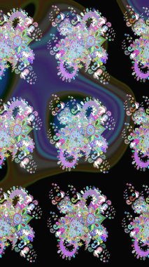 Güzel kumaş deseni. Düz Çiçek Elementleri Tasarımı. Raster Illustrasyon 'da moda olmayan çiçek deseni. Renkli Yaz Temalı Kusursuz Arkaplan.