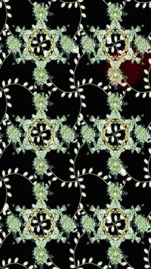 Raster illüstrasyonu. Küçük çiçekli basit, dikişsiz desen. Siyah ve nötr renklerde şirin çiçekler. Moda baskısı, albüm, ambalaj kağıdı, duvar kağıdı için zarif dekoratif süslemeler..