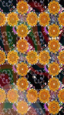 Kahverengi renkli çiçekler. Düz Çiçek Elementleri Tasarımı. Raster illüstrasyonunda kusursuz çiçek deseni. Renkli Bahar Teması Kusursuz Arkaplan.