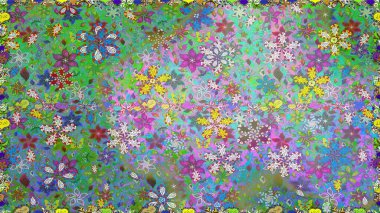 Kusursuz dekoratif arka plan, çiçek mandala. Yeşil renklerde. Raster illüstrasyonu. Çiçek..