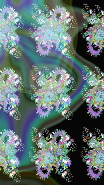 Mavi renkli çiçekler. Düz Çiçek Elementleri Tasarımı. Raster illüstrasyonunda kusursuz çiçek deseni. Renkli Yaz Temalı Kusursuz Arkaplan.