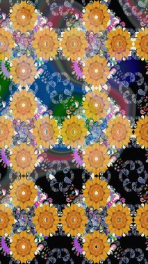 Sarı renkler. Yaz çiçekleri teması. Suluboya resim taklit Raster çizimi. El çizimi, soyut ve süslü elementler. Klasik çiçekler..