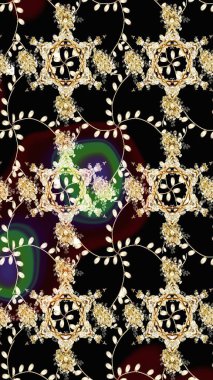 Güzel, parlak, pürüzsüz kumaş, tuval. Eski moda arka plan. Kıvırcık, parlak örgü. Çiçek çelengi. Raster illüstrasyonu. Şablon, pürüzsüz, çiçekli kenar..