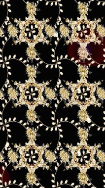 Siyah ve bej renkli çiçekler. Elle boyanmış suluboya, kusursuz çiçekler ve bitkiler..