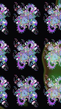 Yumuşak, bahar çiçekli arka plan. Çiçekli karalama şeklinde Raster çiçek deseni. Siyah renkte çiçekler.