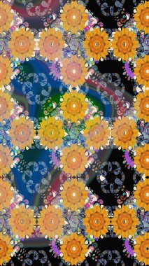 Sarı renkli çiçekler. Raster illüstrasyonu. Küçük çiçekte sevimli çiçek deseni var..