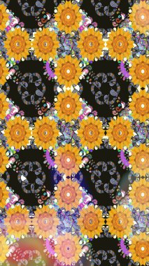 Çiçeksiz desenli arka plan, yaz çiçekleri. Gri renkli çiçekler. Düz Çiçek Elementleri Tasarımı. Renkli Bahar Teması Kusursuz Arkaplan.