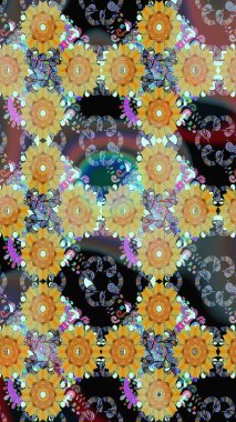 Tarafsız renklerde. Çiçek duvar kağıdı. Hint süsü. Raster illüstrasyonu. Renkli süs kenarı. Kusursuz desen.