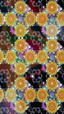 Çiçekli el, pürüzsüz desen çizmiş. Modern gelişim sarı raster arka plan duvar kâğıdı illüstrasyon klasik çizgili iz sürme desenli çiçekler, çiçekli süsler.