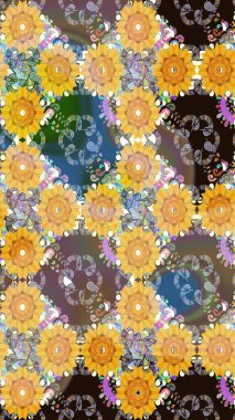 Raster illüstrasyonu. Çiçekli tebrik kartı. Suluboya çiçek buketi. Çiçek arkaplan. Doğum günü kartı ya da düğün davetiyesi. Sarı renklerde.