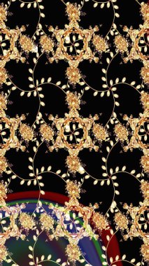 Raster illüstrasyonu. Renkli Bahar Temalı Kusursuz Arkaplan. Kusursuz desenli, modaya uygun kumaş deseni. Şirin çiçek elementleri. Düz Çiçek Elementleri Tasarımı.