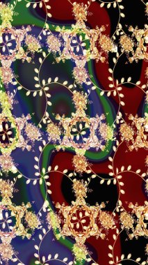 Raster illüstrasyonu. Kırmızı ve bej renkte kırmızı ve bej papatya deseni. Kırmızı ve bej renklerde.