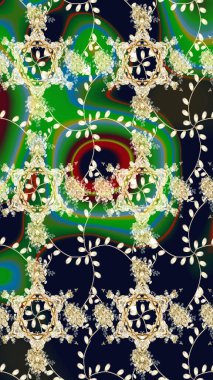 Kumaş, duvar kağıdı ve kağıt üzerine baskı için çiçek açan arka plan. Raster Illustration. Moda grunge arka planda parlak buketler. Vintage tarzında küçük bir çiçek ile sevimli Dikişsiz desen.