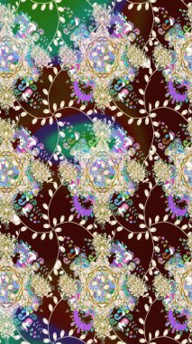 Parlak elementlerin. El çizimi Raster çizimi. Duvar kağıdı, web sayfası arka planı, ambalaj kağıdı, davetiye, broşür, afiş veya web sitesi için kusursuz çiçek deseni kullanılabilir.