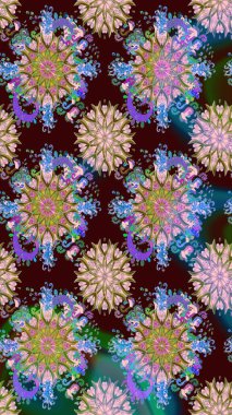 Raster illüstrasyonu. Kahverengi ve nötr renklerde suluboya tarzında. Pürüzsüz bahar deseni ve küçük çiçekler.