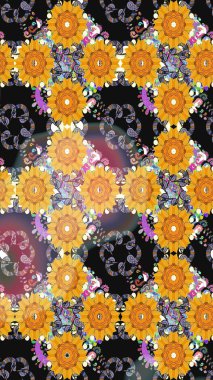 Gri renkli çiçekler. Raster illüstrasyonunda kusursuz çiçek deseni.