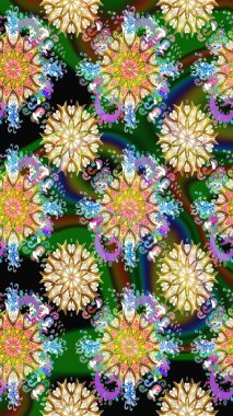 Çiçekli karalama şeklinde Raster çiçek deseni. Yeşil renkli çiçekler. Yumuşak, bahar çiçekli arka plan.