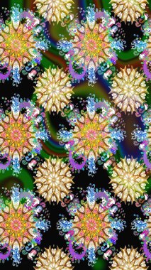 Raster illüstrasyonu. Nazik, yaz çiçekleri siyah renklerde. Küçük çiçekteki sevimli çiçek deseni. Raster deseni.