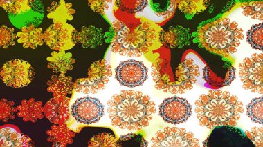 Sevimli çiçek raster deseni. Düz Çiçek Elementleri Tasarımı. Renkli Yaz Temalı Kusursuz Arkaplan. Kahverengi ve gri renkte çiçekler.