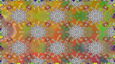 Sevimli çiçek raster deseni. Renkli Yaz Temalı Kusursuz Arkaplan. Gri renkli çiçekler. Düz Çiçek Elementleri Tasarımı.