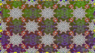 Raster illüstrasyonu. Gri renklerde bahar çiçekleri. Raster deseni. Patlayan çiçekler soyut yerleştirilmiş.