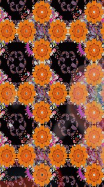 Yazdır. Düz Çiçek Elementleri Tasarımı. Renkli Yaz Temalı Kusursuz Arkaplan. Raster çiçekli arka plan. Güzel kumaş deseni. Sevimli, pürüzsüz desen.