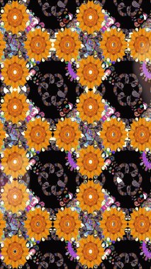 Motley illüstrasyonu. Çiçekli yaz çiçekleri. Küçük renkli çiçekler. Küçük çiçekte güzel bir desen. Kusursuz. Moda baskıları için zarif bir şablon.