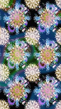 Düz Çiçek Elementleri Tasarımı. Renkli Bahar Temalı Kusursuz Arkaplan. Çiçek deseni. Raster pürüzsüz Güzel kumaş deseni.