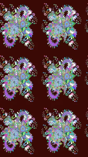 Tekrar eden çiçek arkaplanı, zarif kahverengi çiçek duvar kağıdı. Kahverengi renklerde çiçek desenleri, el yapımı papatyalar, papatyalar..