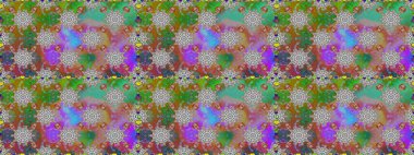 Raster illüstrasyonunda kusursuz çiçek deseni. Gri renkli çiçekler. Düz Çiçek Elementleri Tasarımı. Renkli Bahar Teması Kusursuz Arkaplan.