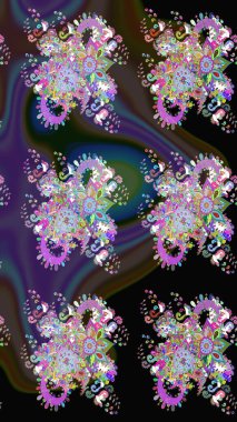 Klasik tropikal doğal elementlerin suluboya seti. Raster illüstrasyonu. Egzotik çiçekler, botanik parlak klasik siyah renkler.