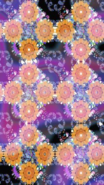 Çiçek izi. Mor renkli çiçekler suluboya tarzında. Suluboya kusursuz desen.