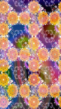 Bej renkli çiçekler. Güzel çiçek deseni. Düz Çiçek Elementleri Tasarımı. Renkli Bahar Teması Kusursuz Arkaplan.