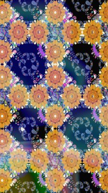 Kusursuz çiçek deseni duvar kâğıdı olarak kullanılabilir. Raster illüstrasyonu. Mavi renkte çiçekler.