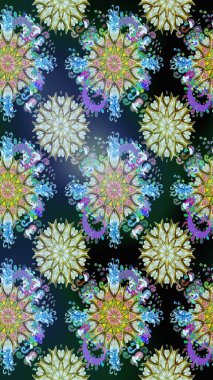 Raster illüstrasyonu. Mavi ve nötr renklerde mavi ve nötr papatya deseni. Mavi ve nötr renklerde.